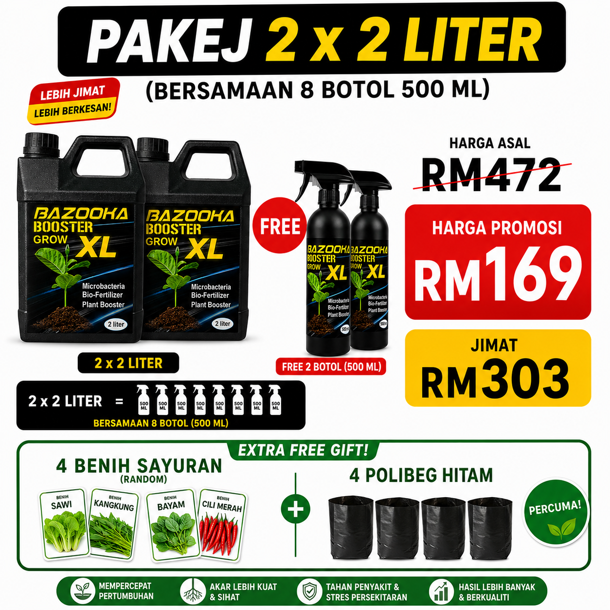 SET 4 LITER BAZOOKA BOOSTER XL